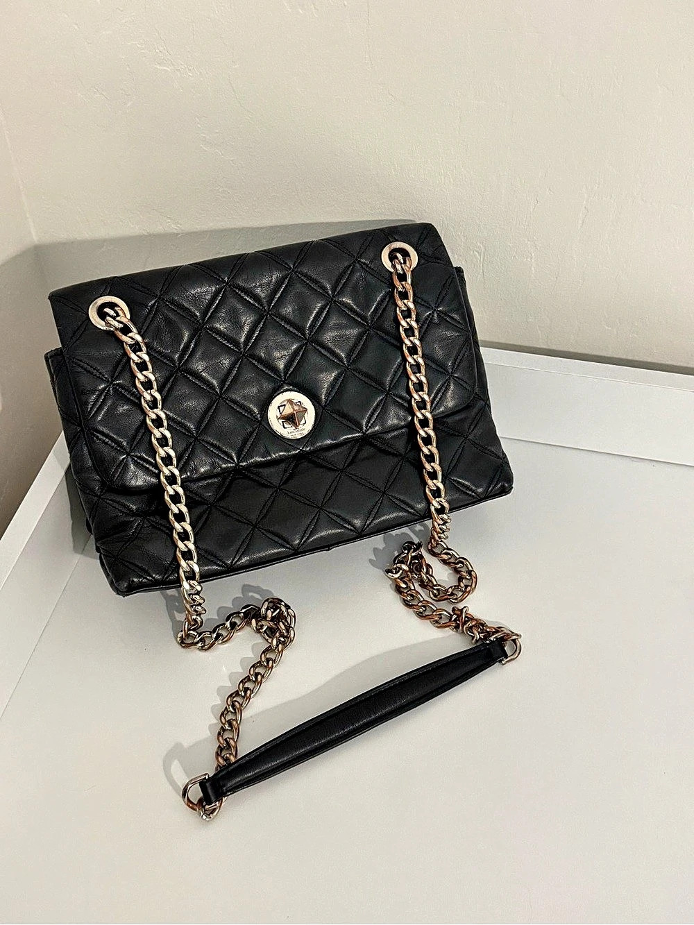 kate spade Quilted Chain Shoulder Bag in Black
